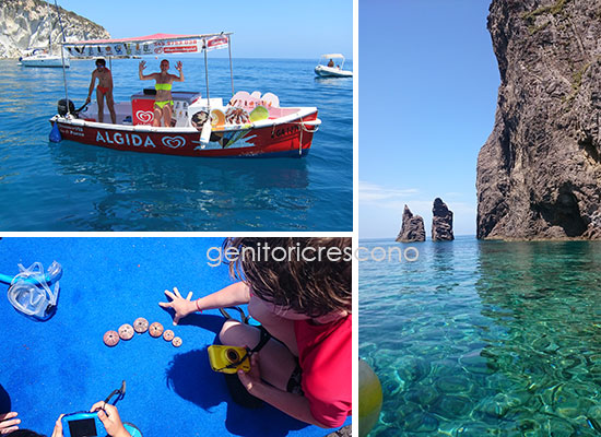 La meravigliosa sorpresa del barchino dei gelati che gira intorno all'isola vendendo gelati ai turisti in barca. 